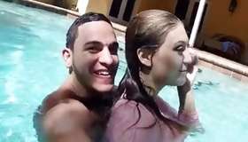 Amorous angel in the pool fucked by gentleman